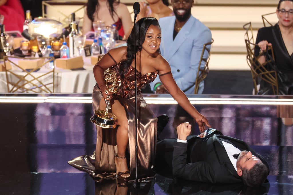 Jimmy Kimmel Lays on the Floor During Quinta Brunson's Emmy Win