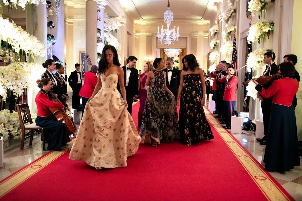 Malia and Sasha Obama at State Dinner 2016