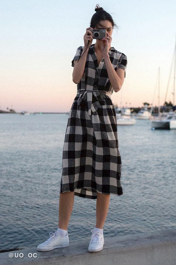 Belted teal and black shirt dress sale