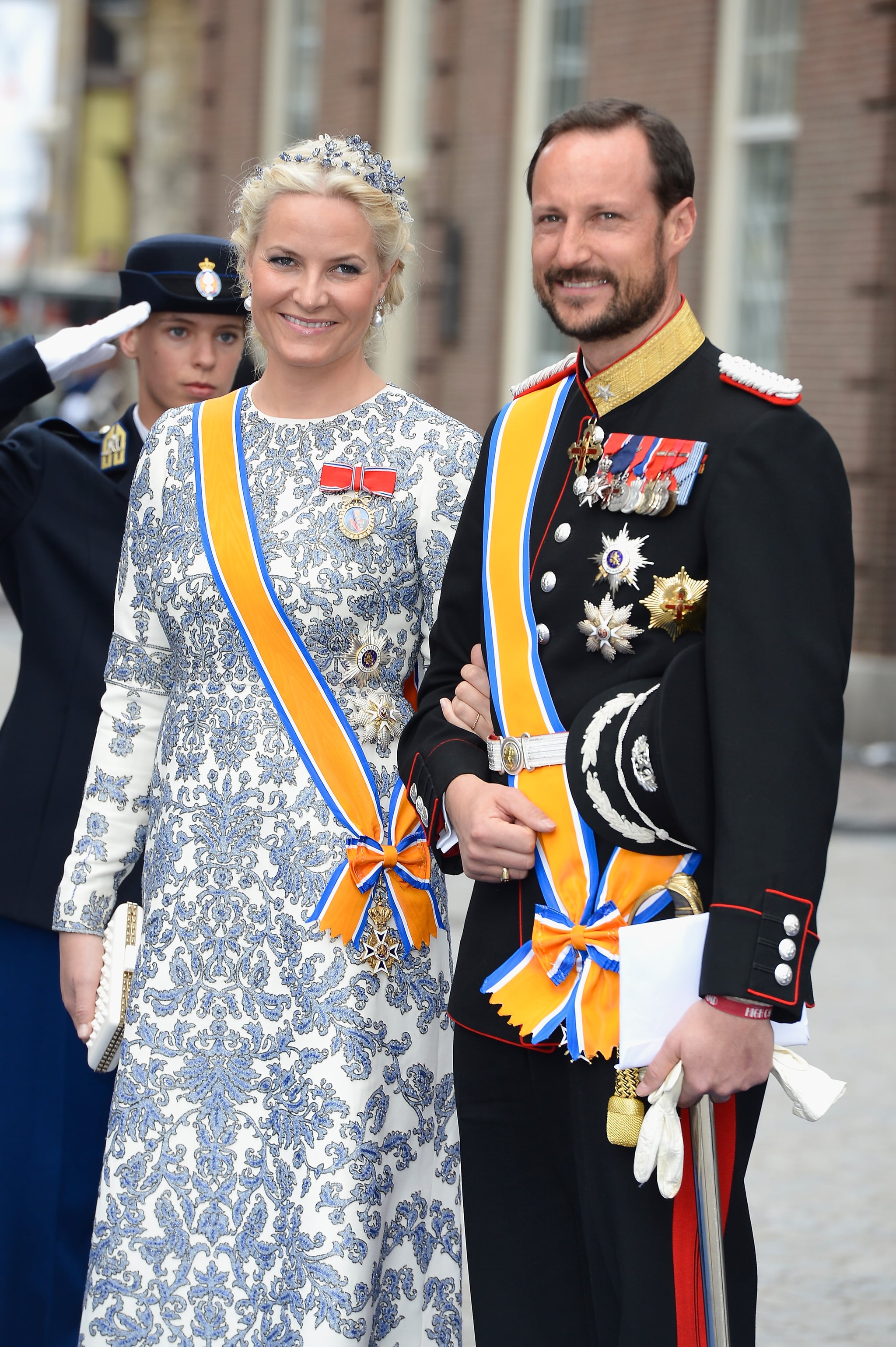 Crown Prince Haakon and Crown Princess Mette Marit of Norway stood