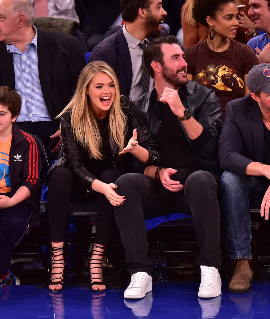 She showed off her multistrap stilettos sitting courtside with Justin Verlander.