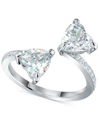 Swarovski Silver-Tone Crystal Heart Ring
