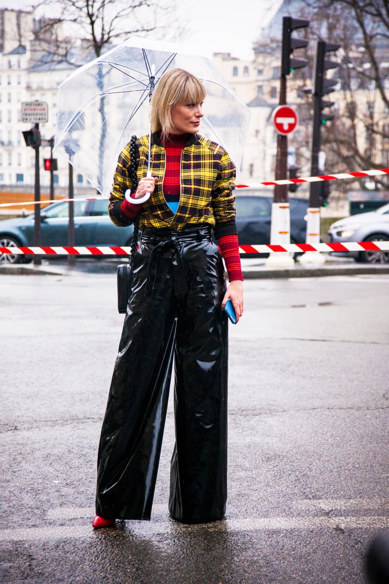 Patent Wide-Leg Trousers