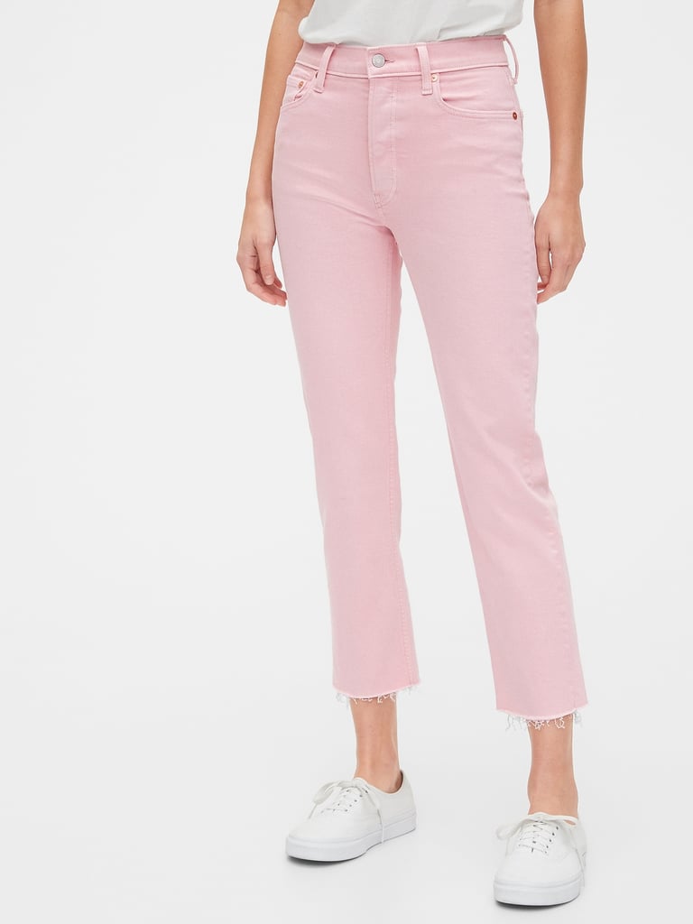 Gap High Rise Cheeky Straight Jeans With Raw Hem