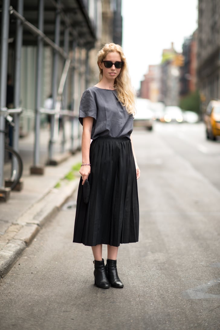 This is simple enough, but we love how a pleated midi skirt puts a ...