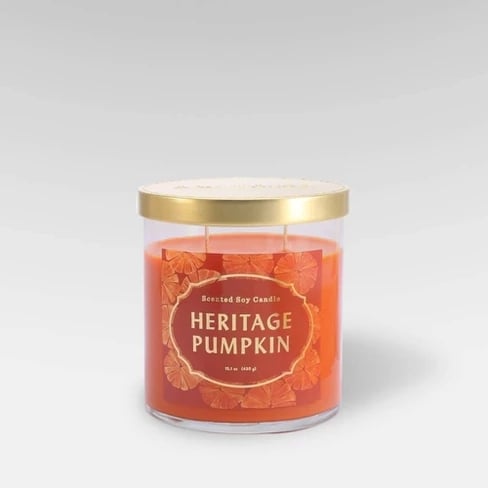 Lidded Glass Jar Two-Wick Candle in Heritage Pumpkin