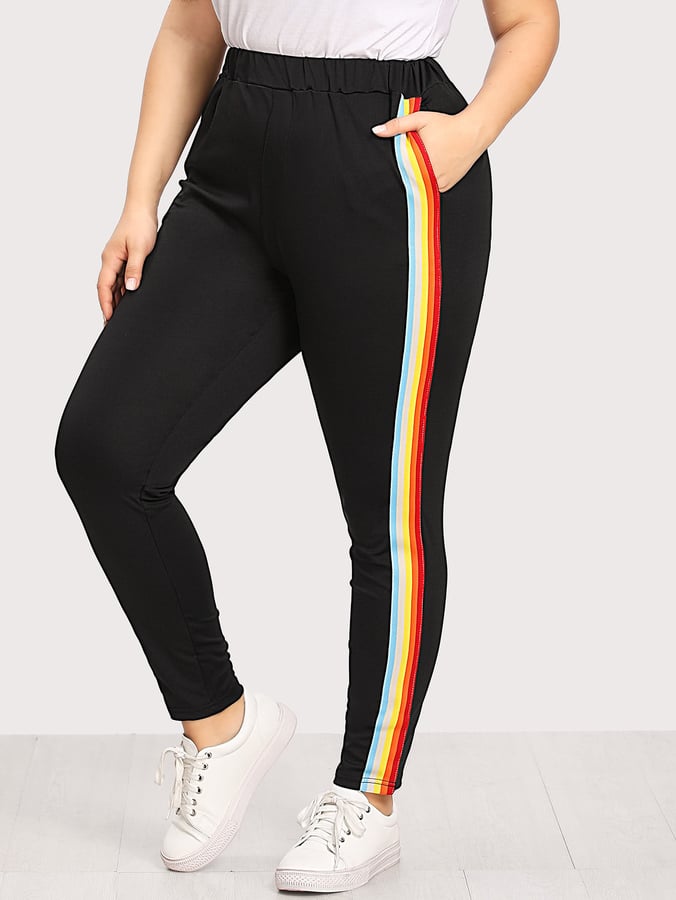 SHEIN Rainbow Striped High Waist Flare Leg Pants