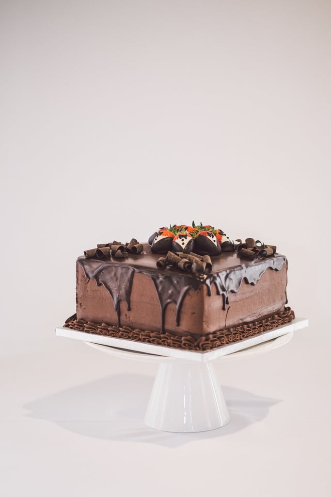 Does it get any more striking than this? Dripping chocolate and tuxedo-decorated strawberries are the two ingredients it takes to get the look of this stunning cake.