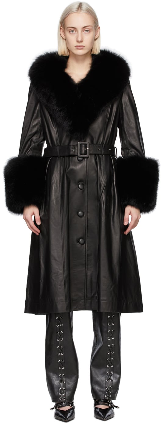 Saks Potts Black Fur Foxy Coat