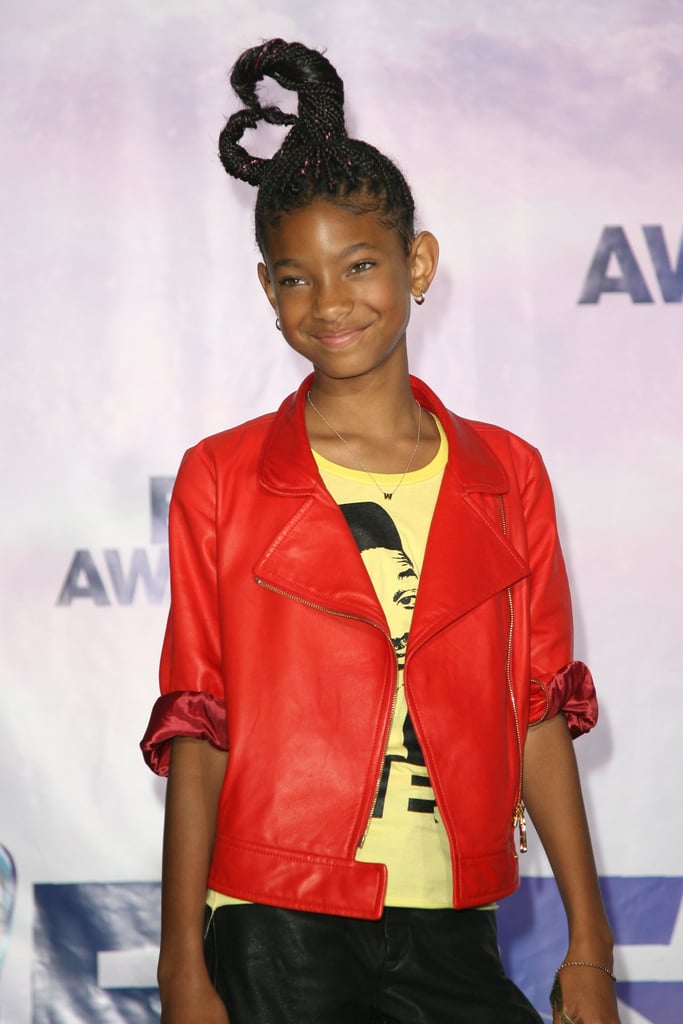 A braided Dr. Seuss-like updo proves Willow can wear any hairstyle.