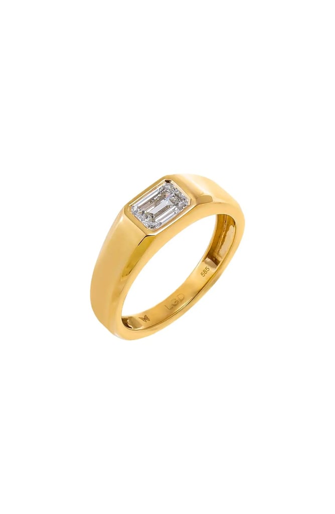 By Adina Eden Lab Grown Diamond Emerald Bezel Dome Ring 14K