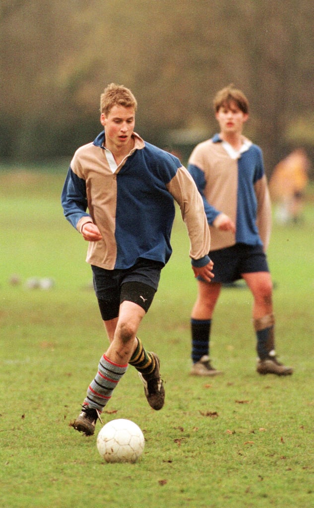 During his time at Eton College in June 2000, the young royal played a game of soccer.