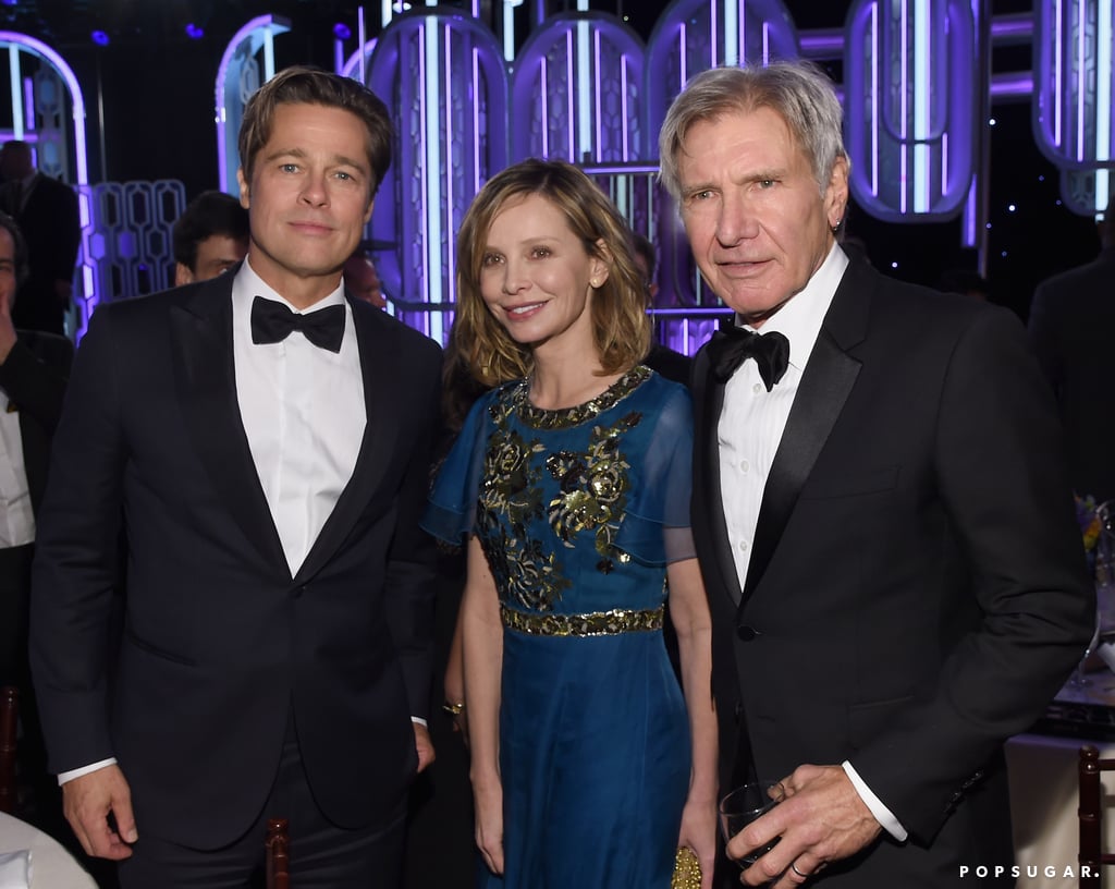 Brad Pitt posed with Harrison Ford and Calista Flockhart.