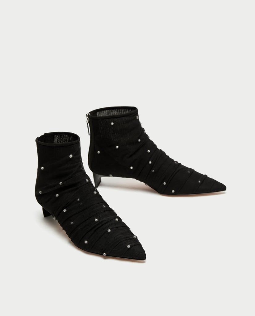 Zara High Heel Tulle Ankle Boots