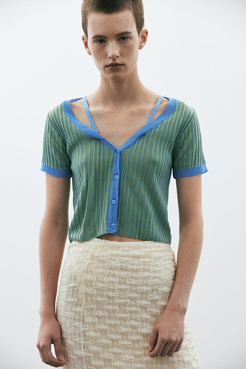 Source Unknown Layered Crop Rib Top