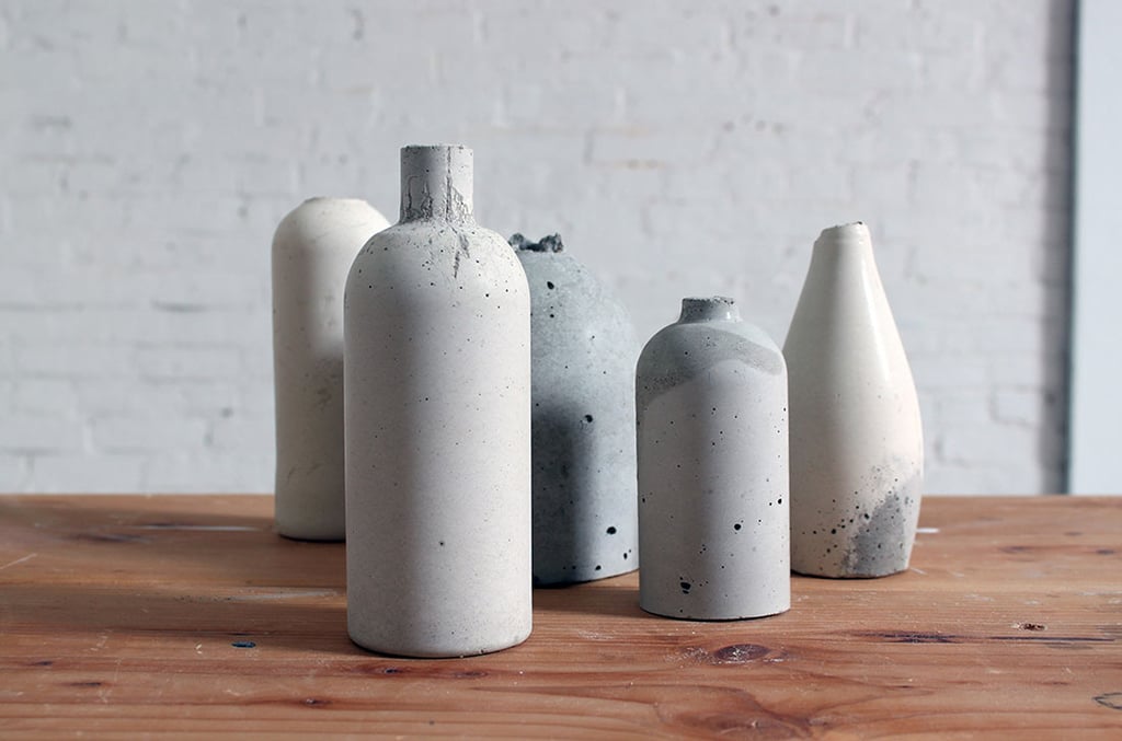 DIY Concrete Bottle Vases Flower Vase Alternatives POPSUGAR Home