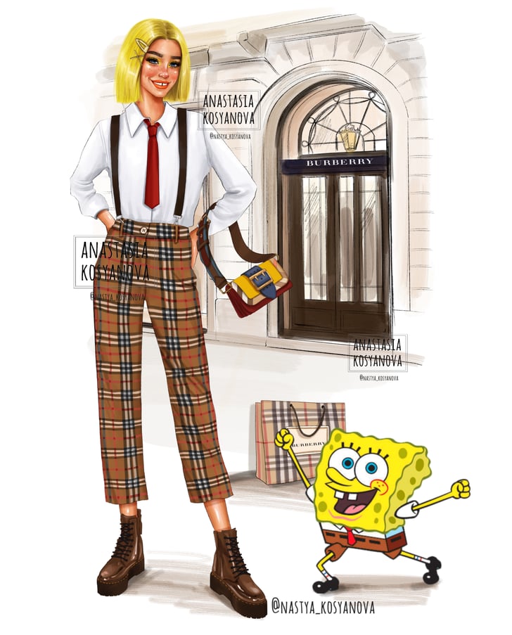 SpongeBob Squarepants as a Burberry Fashionista
