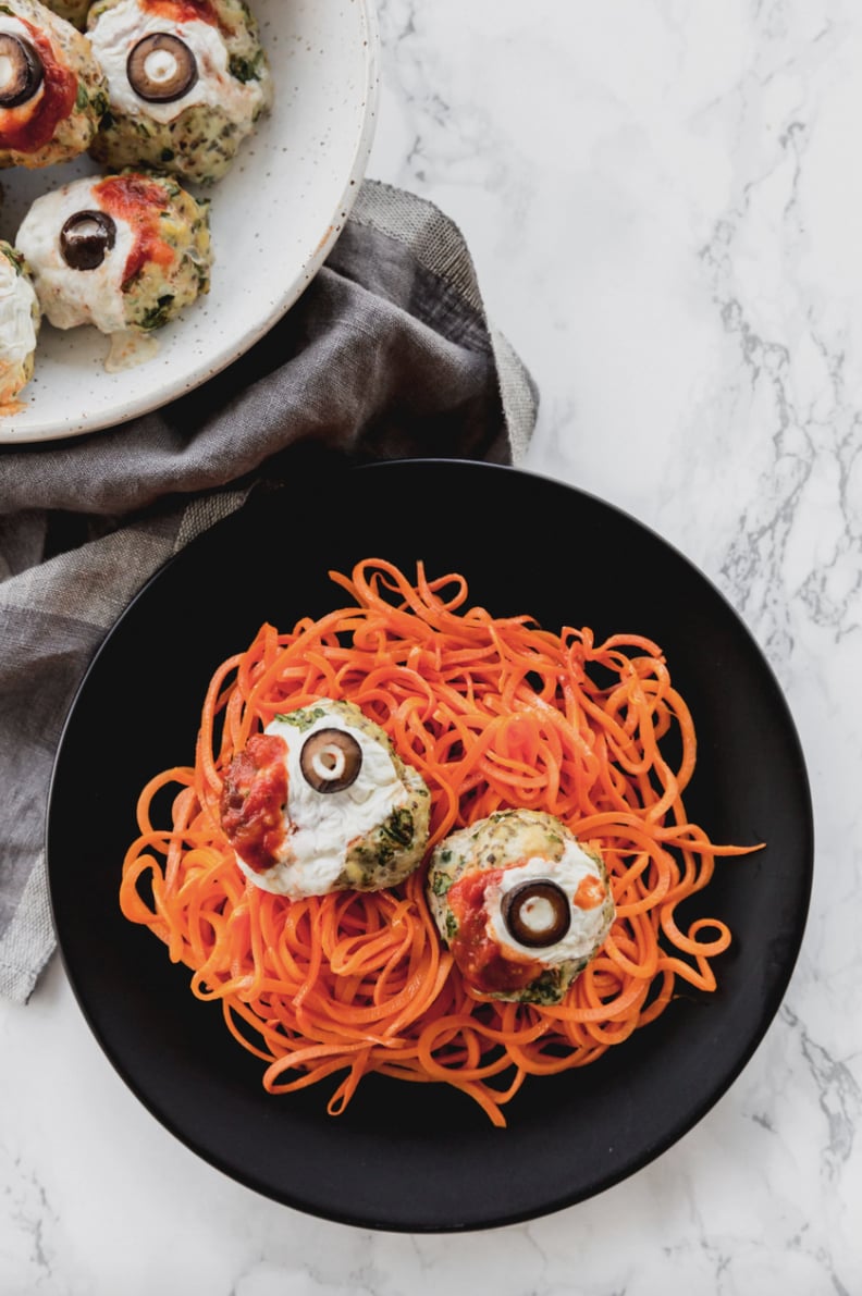 Oozing Eyeball Meatballs and Sweet Potato Worms