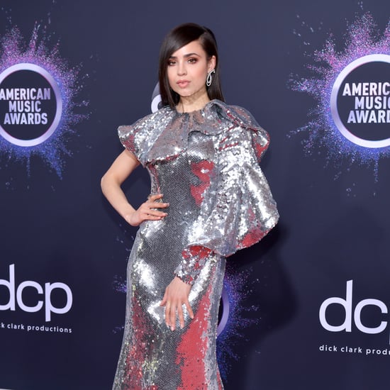 Sofia Carson's Silver Sequin One-Shoulder Dress at the AMAs