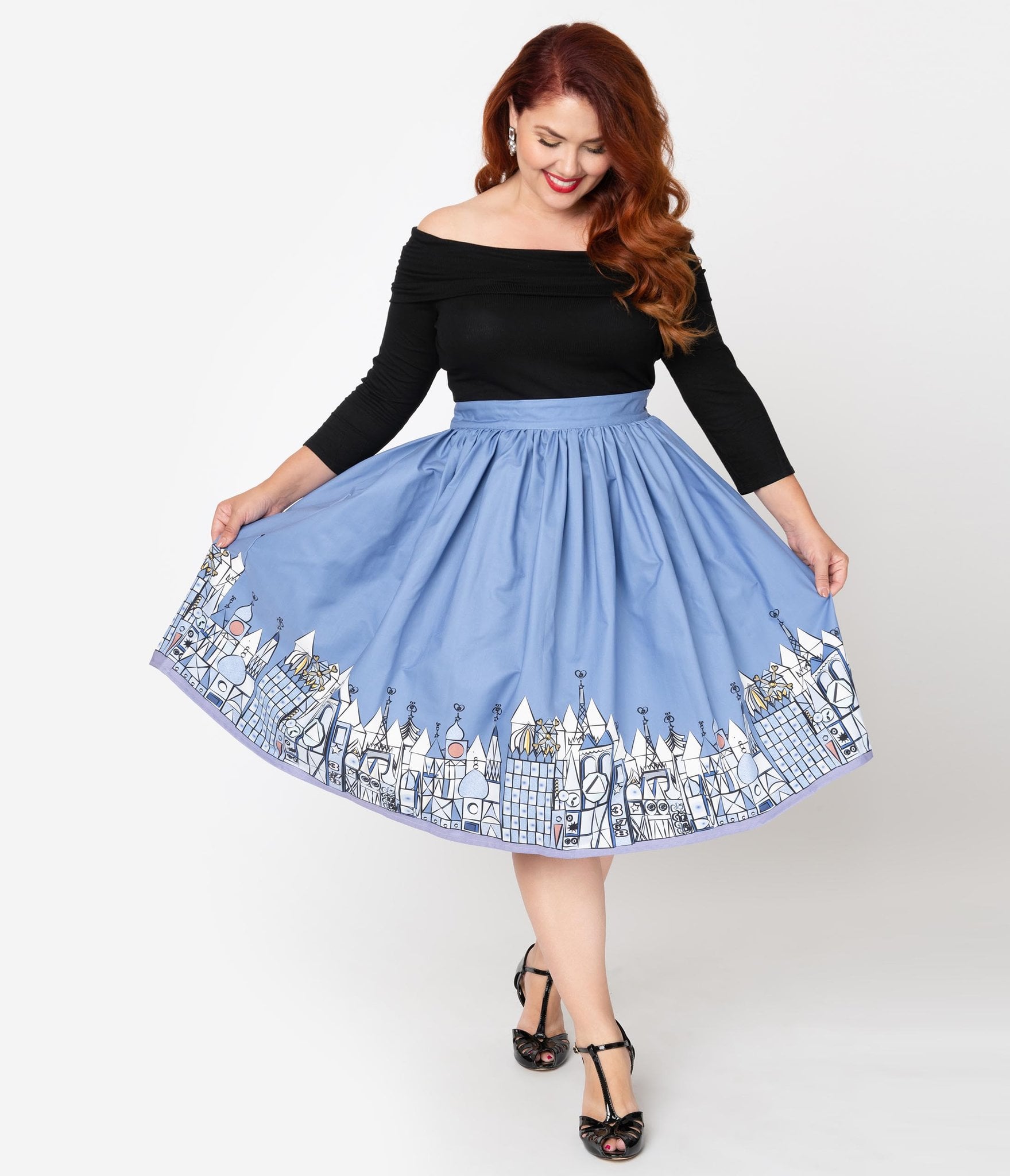 Unique Vintage Plus Size Little City Print High Waist Circle Swing Skirt | This Brand Just Dropped a Disney-Inspired and Just Wait Until You the Ears! | POPSUGAR Love
