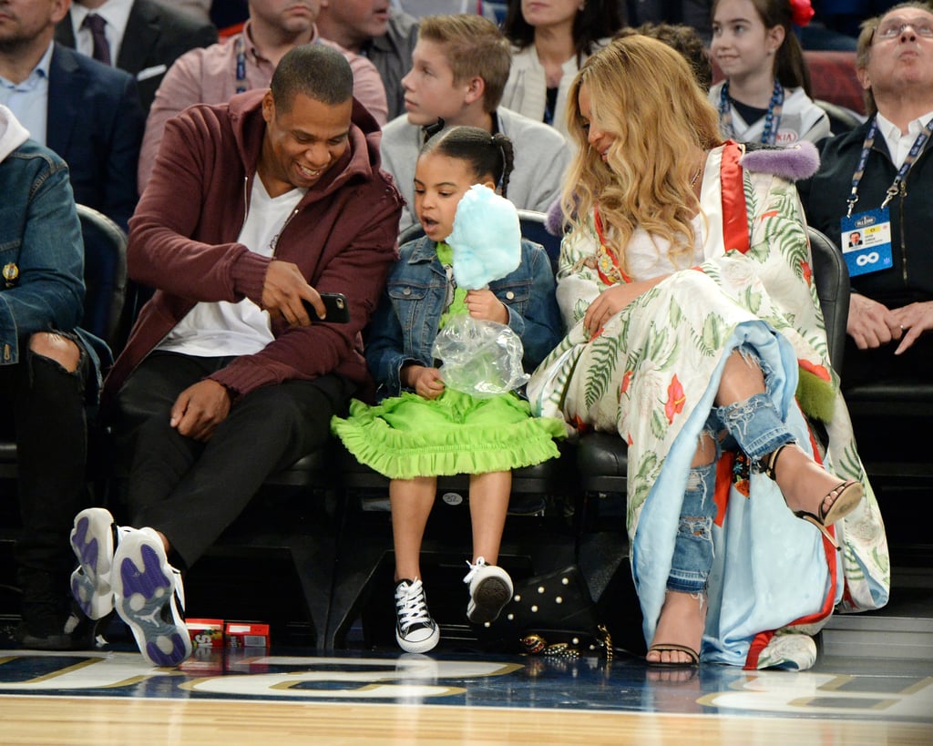 Beyonce With Jay Z and Blue Ivy at NBA All-Star Game 2017