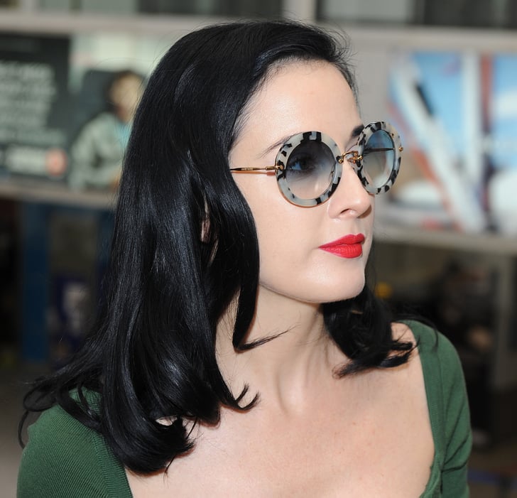 Dita Von Teese wore a pair of cool round sunglasses. Celebrity Style