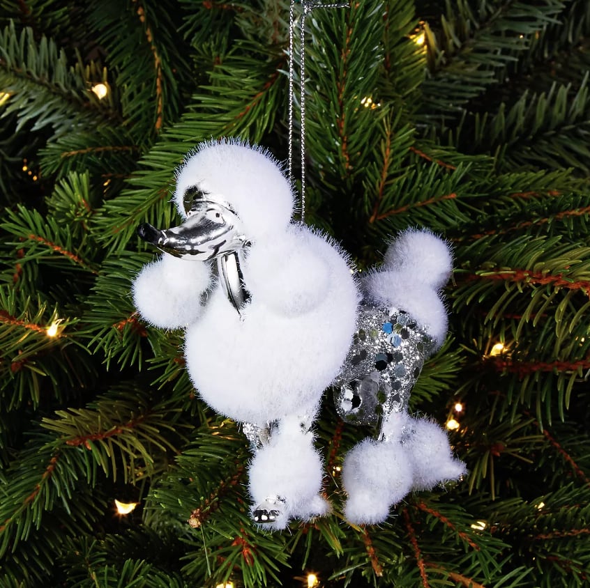 Shiny Silver Poodle Ornament