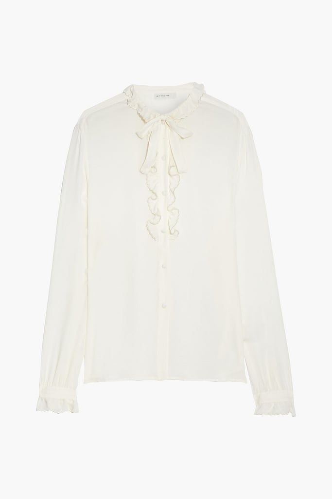 Etro Pussy Bow Ruffle-Trimmed Silk Crepe de Chine Blouse