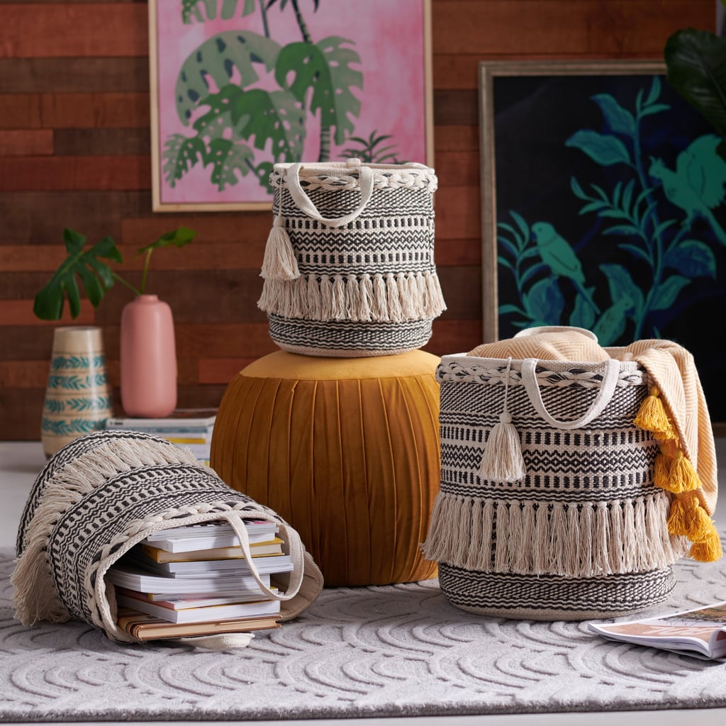 Hand Woven Macrame 3 Piece Basket Set Drew Barrymore Flower Home at