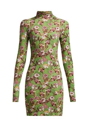 Vetements Floral Print Long-Sleeved Minidress