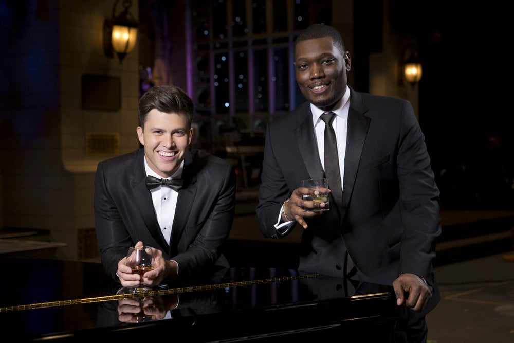 SATURDAY NIGHT LIVE -- Season:43 -- Pictured: (l-r) Colin Jost, Michael Che -- (Photo by: Mary Ellen Matthews/NBC)