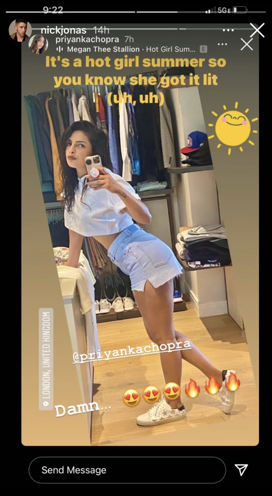 Priyanka Chopra Wears Jean Shorts and Crop-Top Outfit