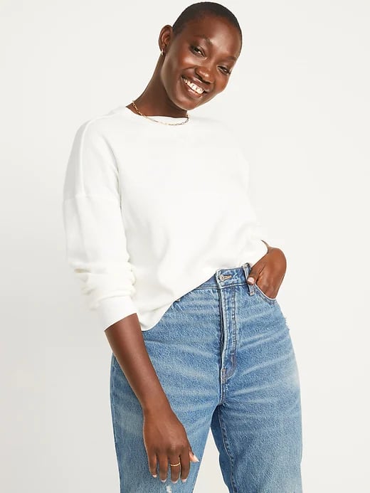 Old Navy Long-Sleeve Loose Cropped Waffle-Knit Easy T-Shirt