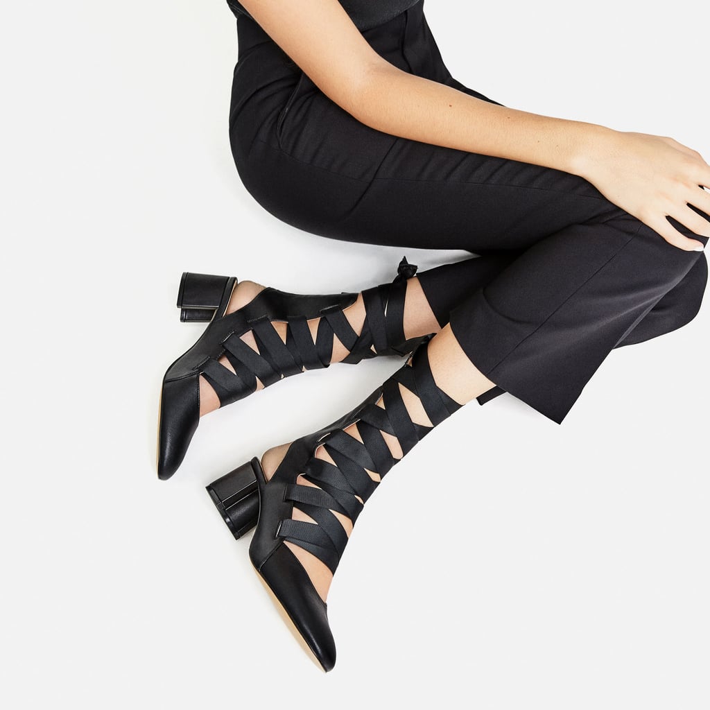 fabric high heel slingback shoes