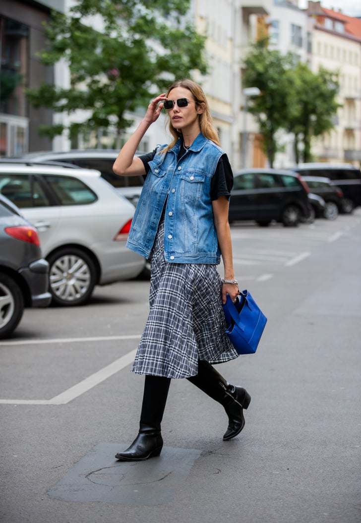 Pair It with a Checked Skirt | How to Wear a Skirt With Boots ...