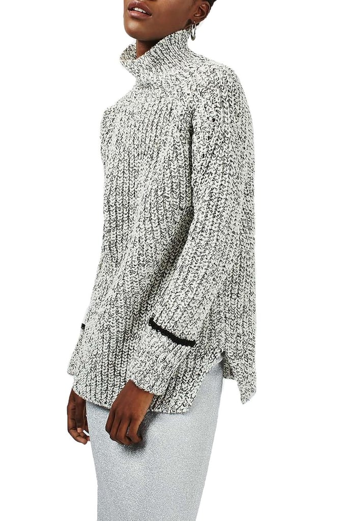 Topshop Stripe Cuff Funnel Neck Sweater ($80)