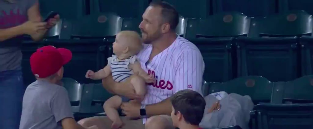 I Audibly Gasped Watching This Dad Catch a Foul Ball While Holding His Baby