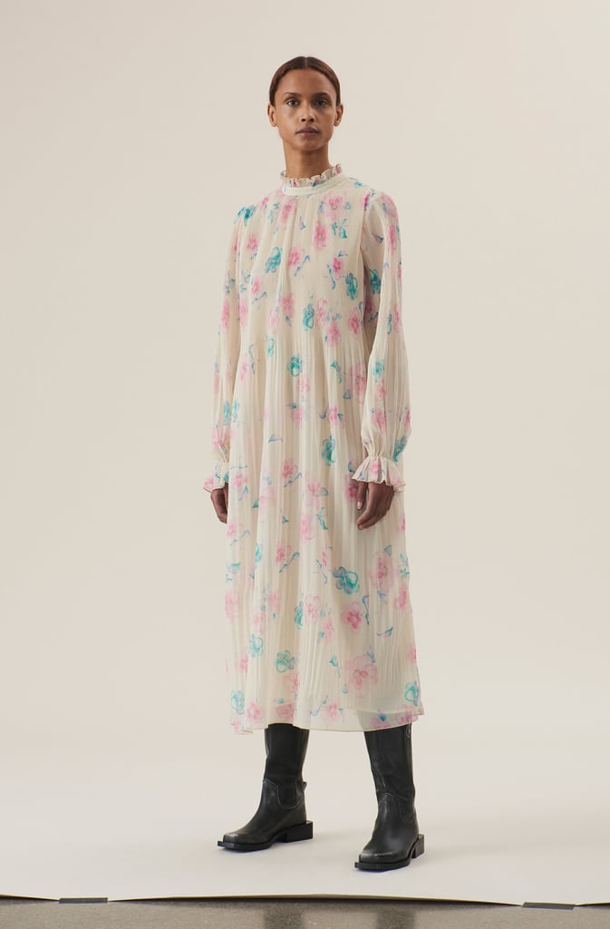 Ganni Pleated Gorgette Dress