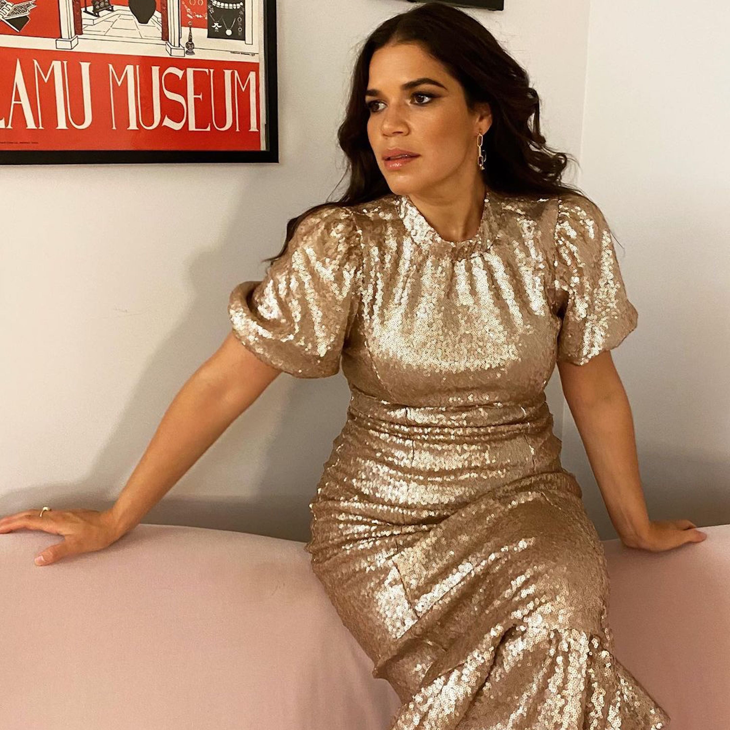 America Ferrera Wore a Gold Sequin Dress to Encourage Voting | PS Fashion
