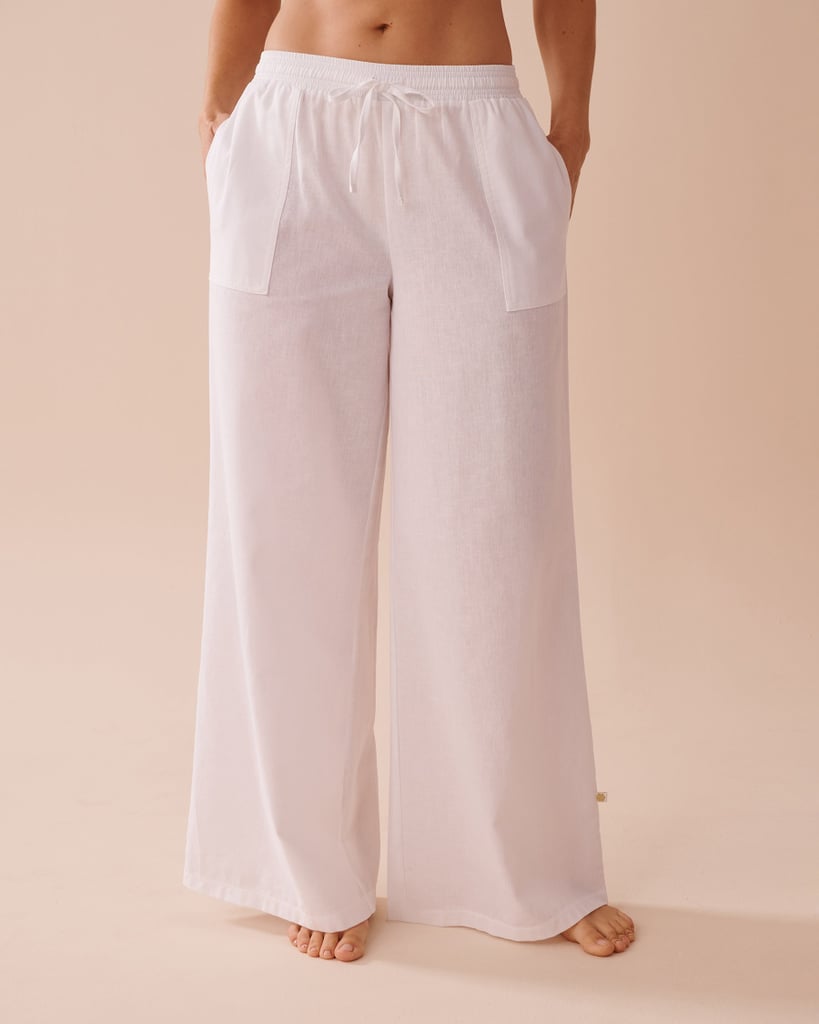 la Vie en Rose Cotton Linen-Blend Wide Leg Pants