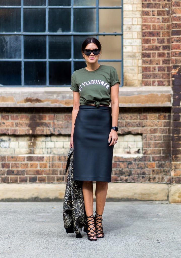 Tie Up Your Tee to Add Coolness to Your Pencil Skirt