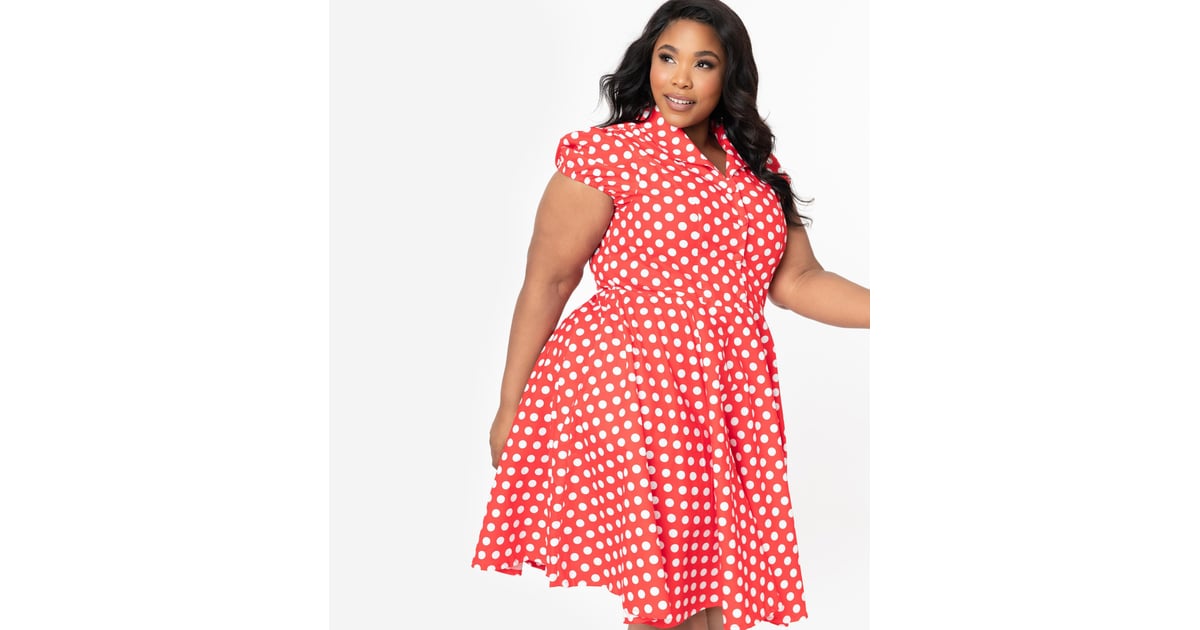 Plus Size 1950s Red And White Polka Dot Mona Swing Dress