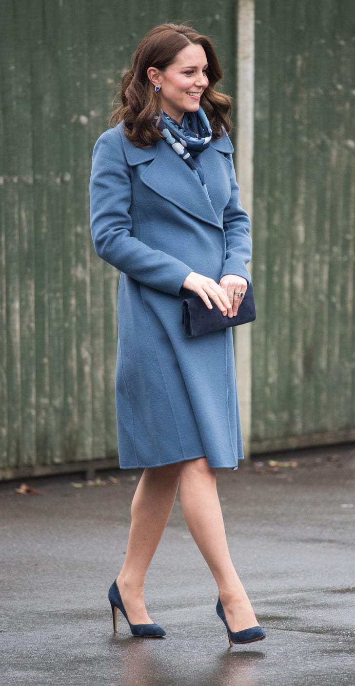 Kate Middleton British Royals Wearing Navy Blue Pumps POPSUGAR