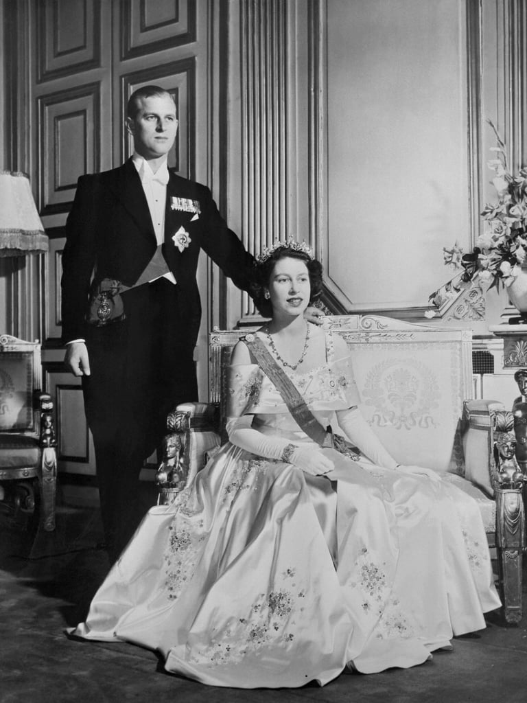 Princess Elizabeth and Prince Philip sat for a portrait on their wedding day in 1947.