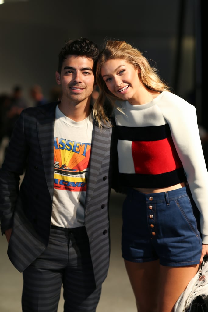 Gigi posed with her boyfriend Joe Jonas backstage.