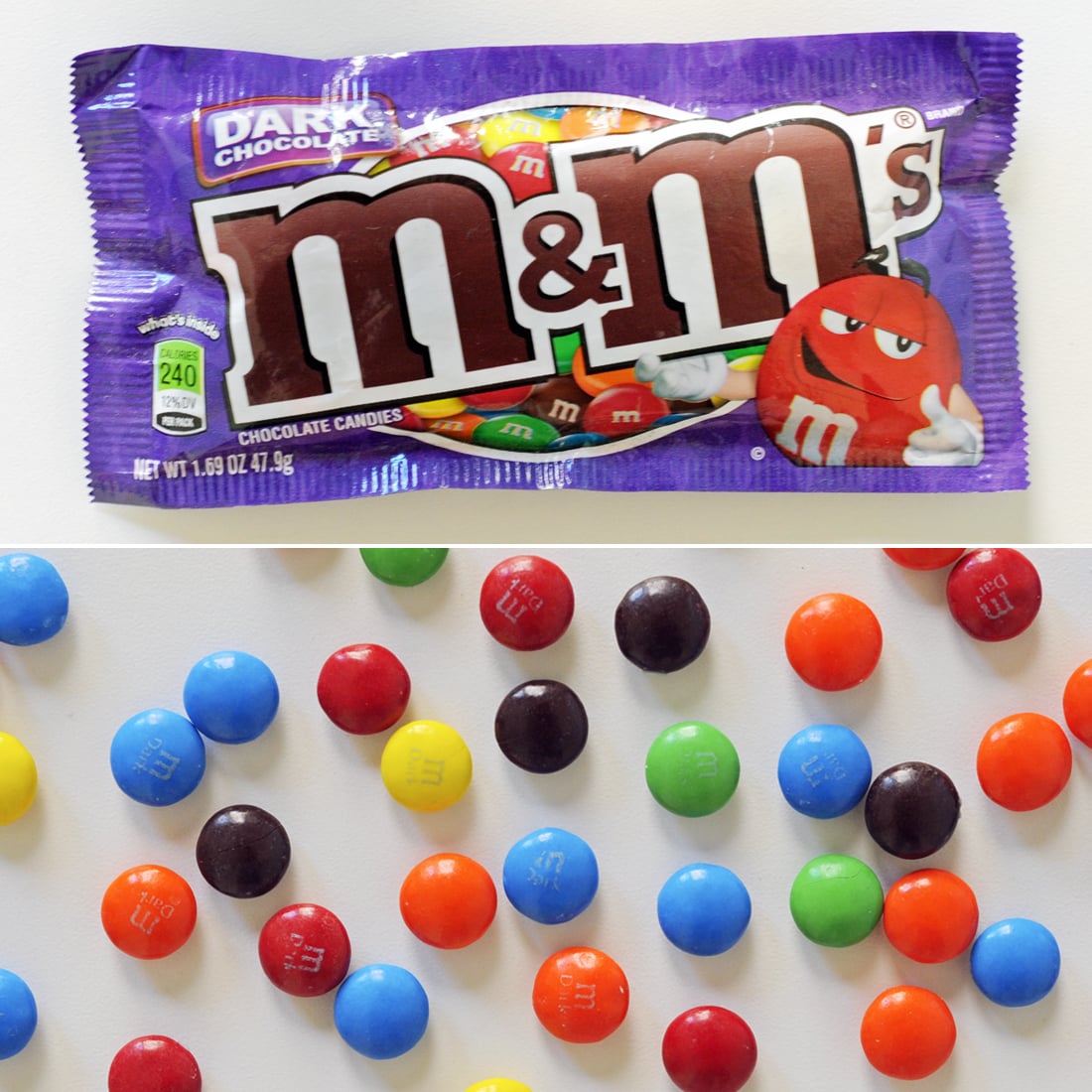m&m dark chocolate