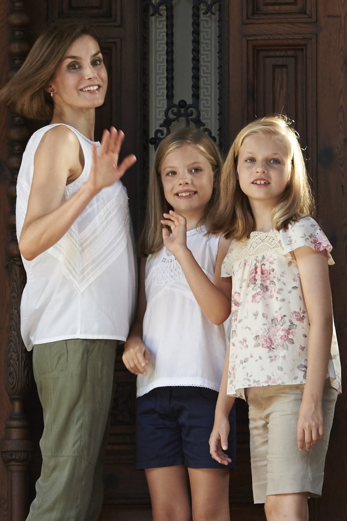Queen Letizia, Princess Leonor, and Infanta Sofía vacation at the Marivent Palace in Mallorca, Spain.
