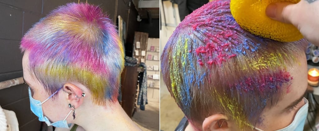 Kitchen Sponge Multi-Coloured Hair Dye Technique