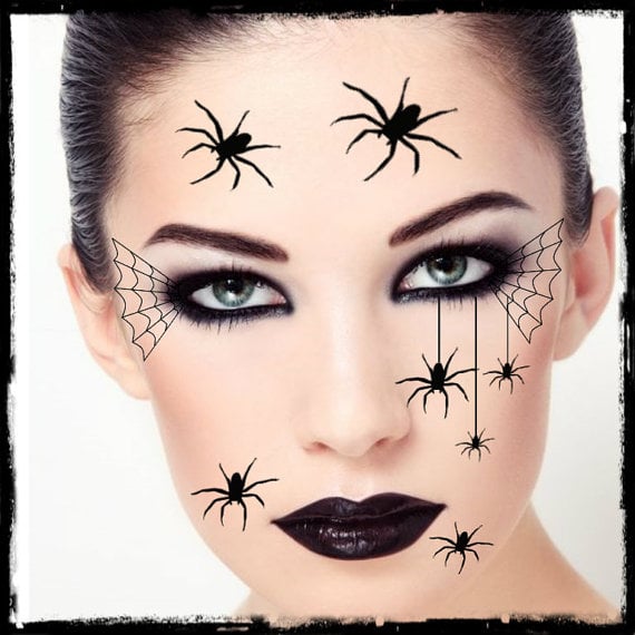 Temporary Tattoo Spider Halloween Costume Face Spiders Fake Tattoos Realistic