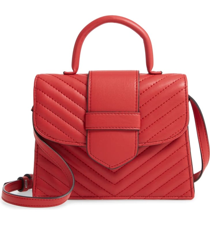 Steve Madden Mini Chevron Quilted Faux Leather Top Handle Satchel